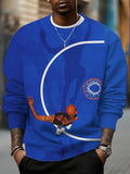 Men's Basketball Player Illustration Print Casual Sweatshirt