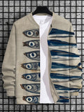 Men's Retro Sardines Art Print Casual Zip Up Jacket