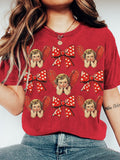 Women's Cupid Bowknot Print Cotton Casual T-Shirt