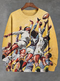 Men's Retro Rugby Match Print Casual Sweatshirt