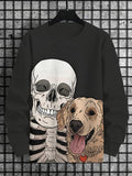 Men's Skull and Dog  Funny Art Print Casual Sweatshirt