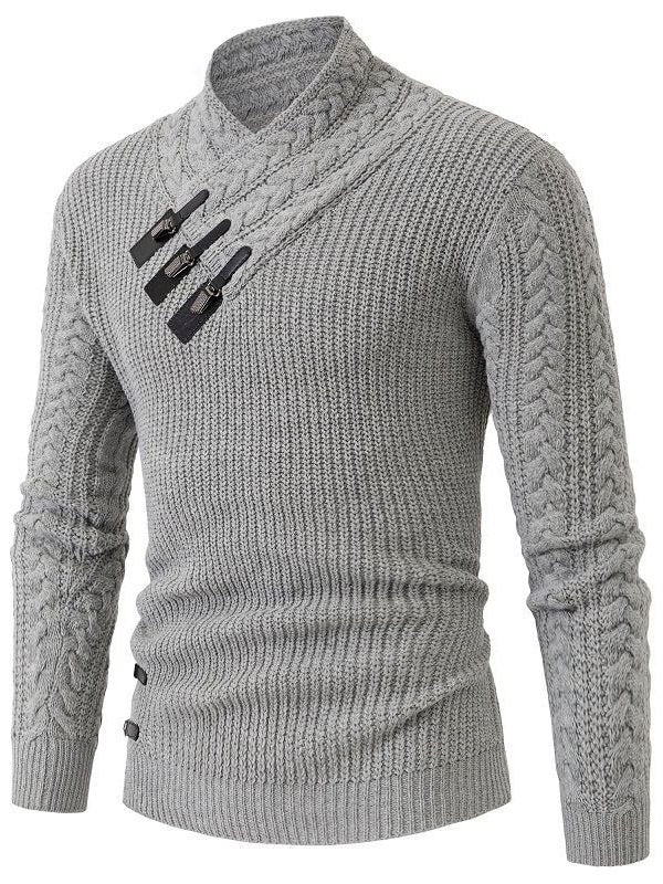 Men's Mock Neck Slim Long Sleeve Knitted Sweater