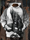 Men's Comics Darkness Werewolf Print Casual Hoodie