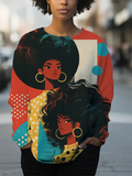 Women's African Sisters Pop Art Print Casual Sweatshirt