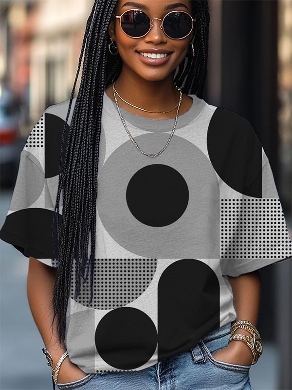 Women's Geometric Abstract Art Print Casual T-Shirt