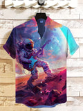 Men's Fantasy Astronaut Space Music Print Casual Shirt
