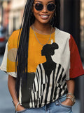 Women's Female Silhouette Modern Abstract Print Casual T-Shirt