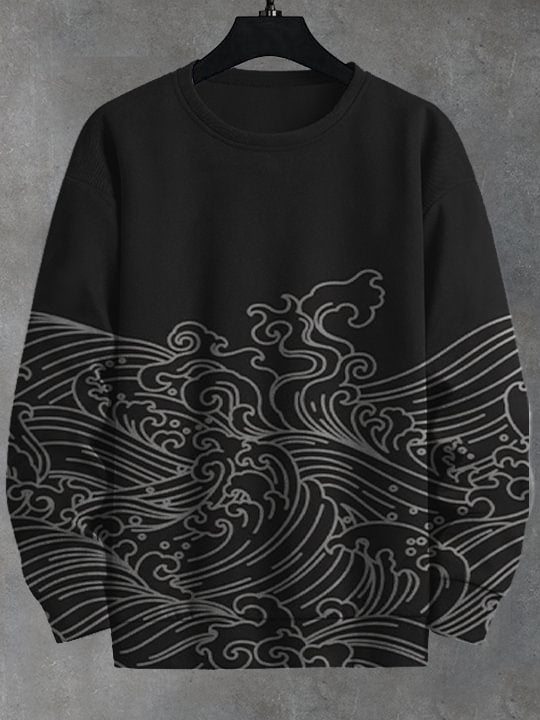 Men's Great Wave Japanese Art Print Casual Sweatshirt