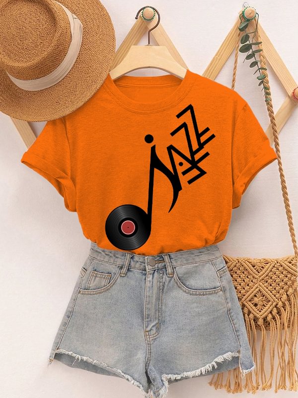 Women's Jazz Records Art Print Cotton Casual T-Shirt