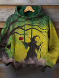 Men's Halloween Withered Tree Witch Art Print Casual Hoodie