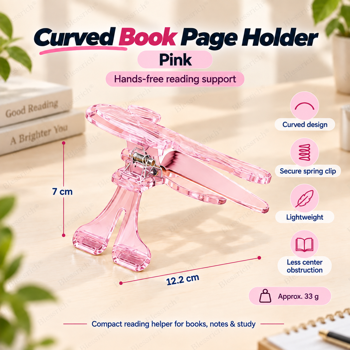 Curved Book Page Holder - 12° Raised Reading Support