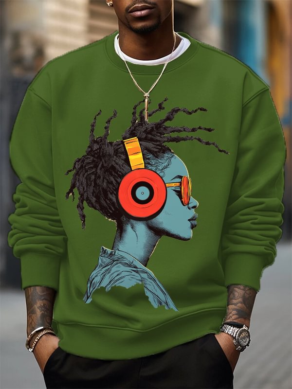 Men's Reggae Music Cool Girl Graphic Print Cotton Casual Sweatshirt