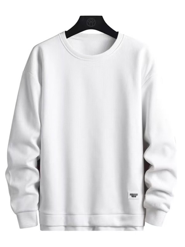Men's Solid Color Loose Round Neck Casual Sweatshirt