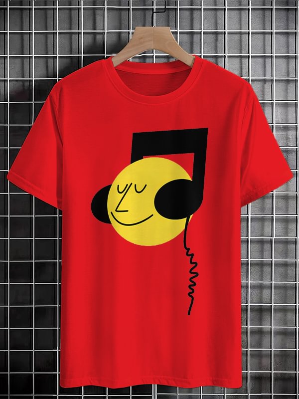 Men's Musical Note Fun Art Print Cotton Casual T-Shirt