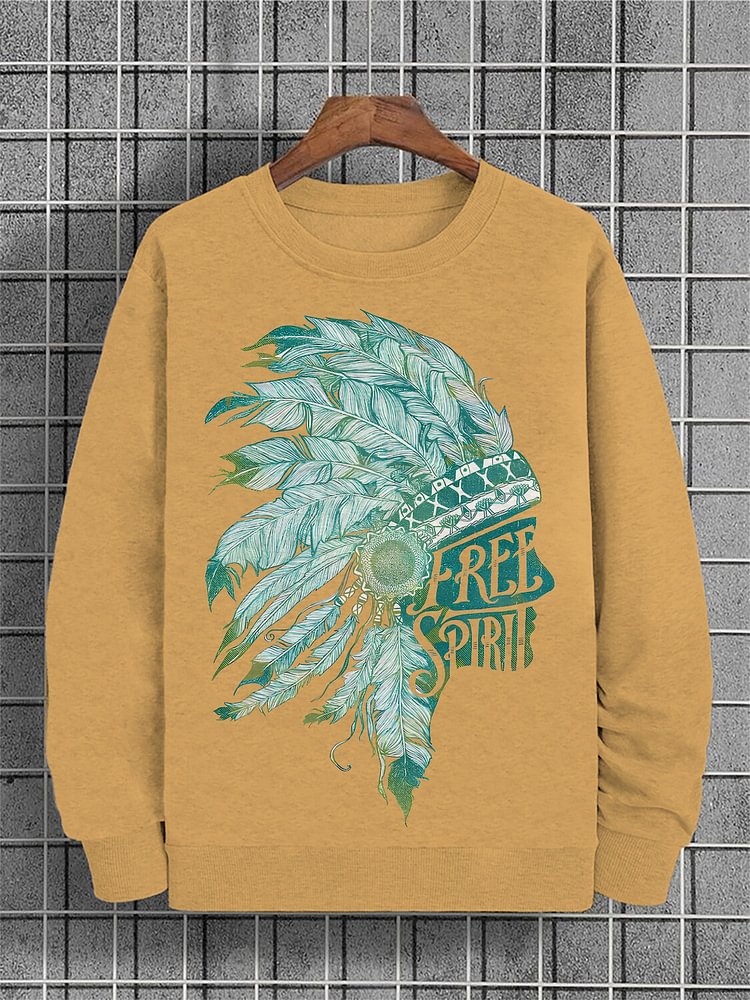 Men's Wild Soul Indians Print Cotton Casual Sweatshirt