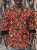 Men's Traditional Flower Pattern All Over Print Long Sleeve Shirt