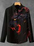 Men's Retro Mystery Art Tiger Print Long Sleeve Shirt