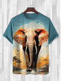 Men's African Elephant Art Print Casual T-Shirt