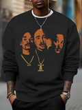 Men's Hip Hop Gold Chain Black Brother Art Print Casual Sweatshirt