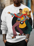 Men's Vintage Disco Dance Print Cotton Casual Sweatshirt