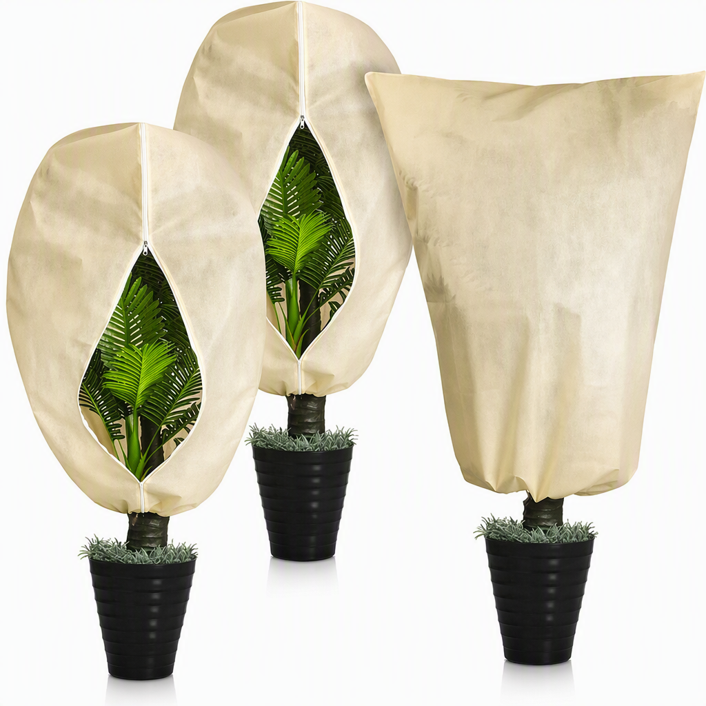 Non Woven Plant Frost Protection Cover Bag Winter Cold Protection with Drawstring and Zipper for Shrubs and Trees