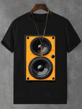 Men's Retro Stereo Nostalgic Music Art Print Cotton Casual T-Shirt