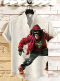 Men's Cool Dancing Monkey Street Art Print Casual Shirt