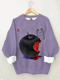 Women's Bloody Apple Butterfly Dark Art Print Cozy Sweatshirt