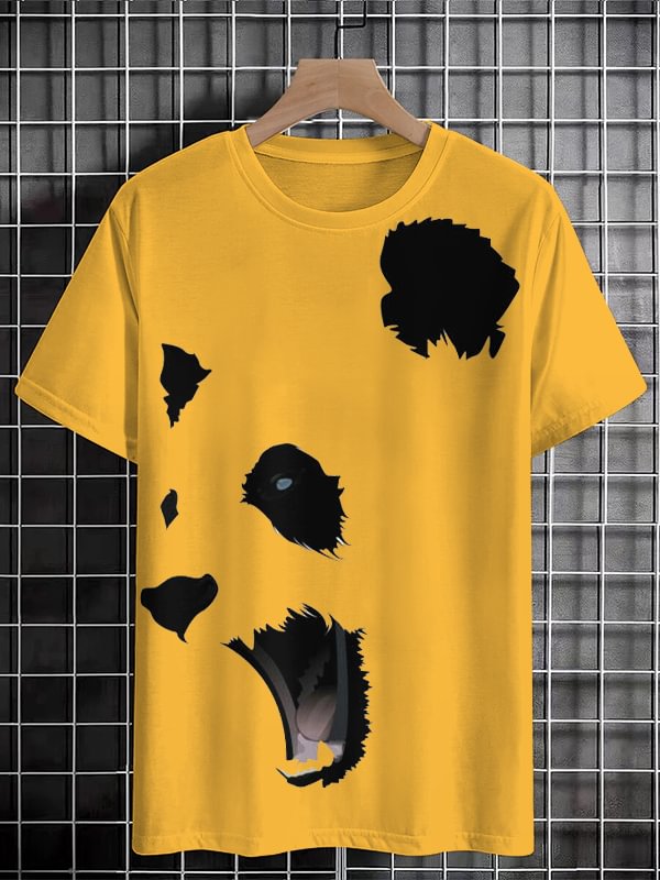 Men's Panda Graphic Print Cotton Casual T-Shirt