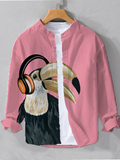 Men's The Toucan Wears Headphones Art Print Long Sleeve Shirt