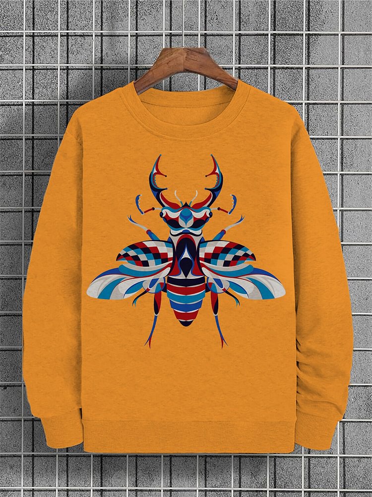 Men's Flying Insect Graphic Print Cotton Casual Sweatshirt