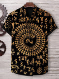 Men's Retro Fun Tribal Life Patterns Print V Neck T-Shirt