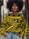 Women's Ethnic Pattern Geometric Art Print Casual Sweatshirt