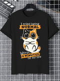 Men's I Tried Being Normal Worst 2 Minutes Of My Life Funny Cat Graphic Print Cotton Casual T-Shirt