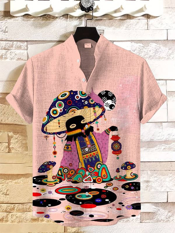 Men's Funny Psychedelic Mushroom Art Painting Print Shirt
