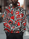 Men's Valentine's Day Love Heart Pattern Art Print Hooded Sweatshirt