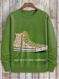 Men's Abstract Canvas Shoe Pattern Print Casual Sweatshirt
