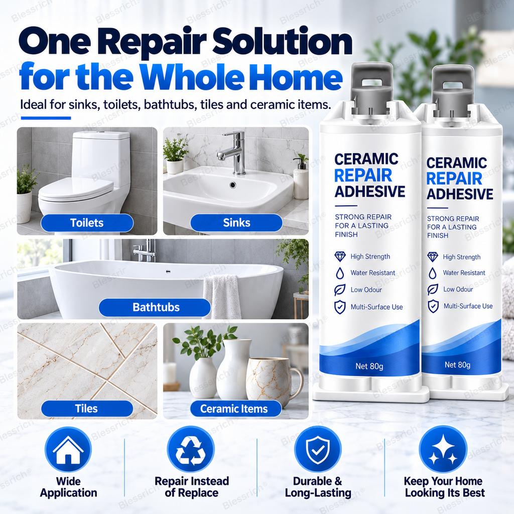 ✨ Give Damaged Surfaces a Second Life! 🛠️ Ceramic Repair Compound for Toilets, Sinks, Tubs, Tiles & Marble 🚽🚰🛁