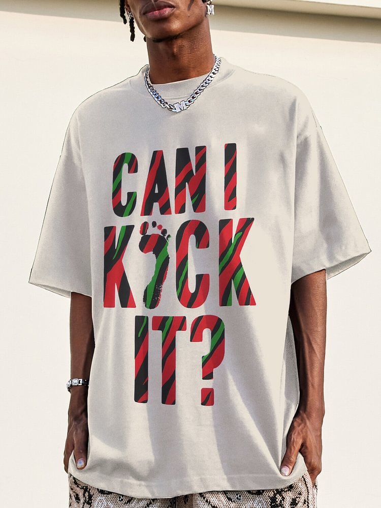 Men's Called Quest Hip-hop Can I Kick It Print Cotton Casual T-Shirt