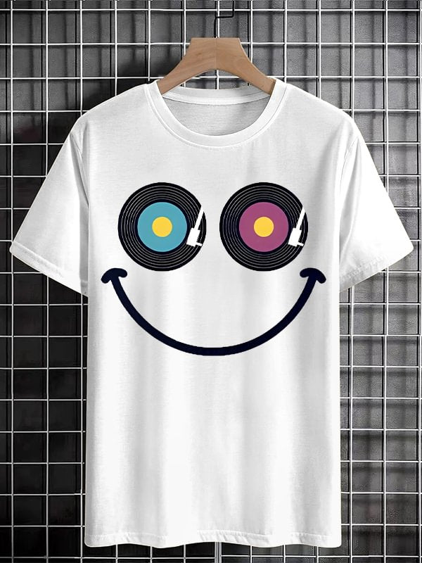 Men's Music Makes Me Laugh Album Art Print Cotton Casual T-Shirt
