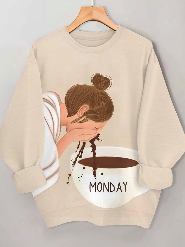 Women's Monday Coffee Print Cozy Sweatshirt