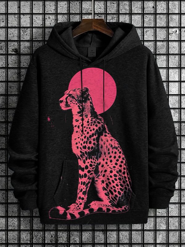 Men's Panther Moon Art Print Hooded Sweatshirt