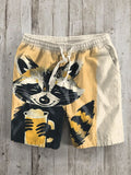 Men's Retro Raccoon Drinking Beer Art Print Casual Shorts