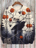 Men's Spooky Tree Crow Skull Art Casual Sweatshirt
