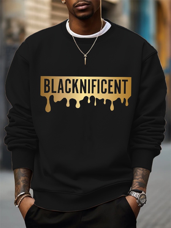 Men's Blacknificent Letter Print Casual Sweatshirt