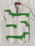 Men's Dachshund Art Graphic Print Short Sleeve Shirt