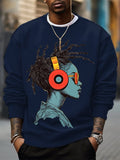 Men's Reggae Music Cool Girl Graphic Print Cotton Casual Sweatshirt