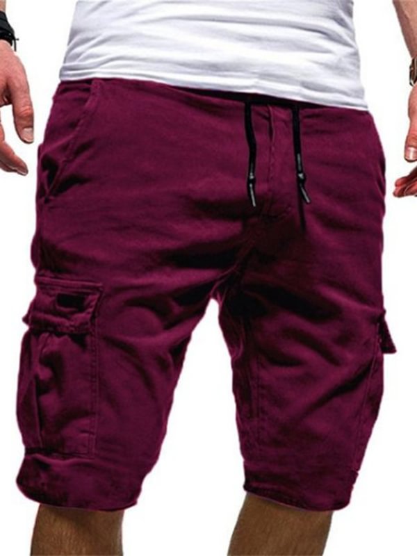 Men's Casual Sports Multi-Pocket Drawstring Cargo Shorts