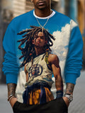 Men's Japanese Anime Black Boy Print Casual Sweatshirt