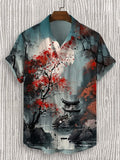 Men's Elegant Landscape Ink Painting Print Casual Shirt